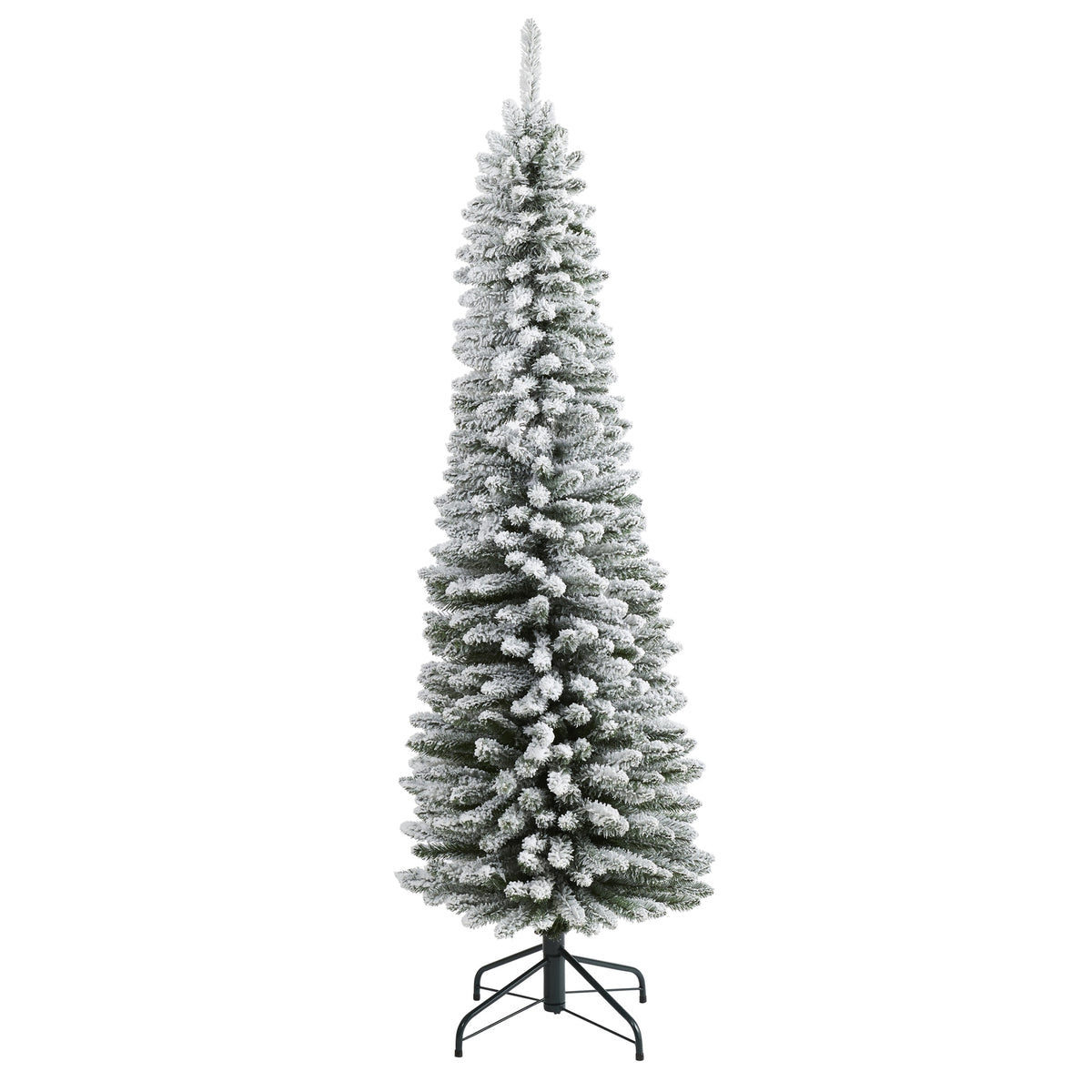 6' Flocked Pencil Christmas Artificial Tree with 438 Tips by Nearly Natural