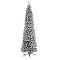 7' Flocked Pencil Christmas Artificial Tree with 574 Tips by Nearly Natural