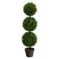 3' Boxwood Triple Ball Topiary Tree (Indoor/Outdoor) by Nearly Natural