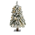 2' Flocked Grand Alpine Xmas Tree w/35 Lights & 111 Tips by Nearly Natural