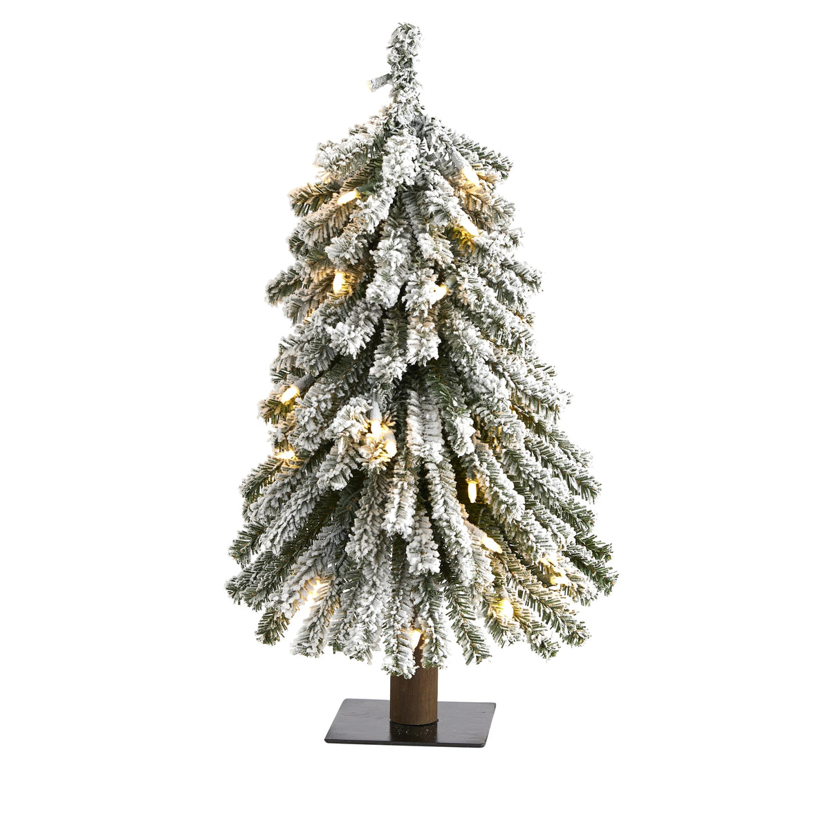 2' Flocked Grand Alpine Xmas Tree w/35 Lights & 111 Tips by Nearly Natural
