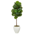 52" Fiddle Leaf Artificial Tree in White Planter by Nearly Natural