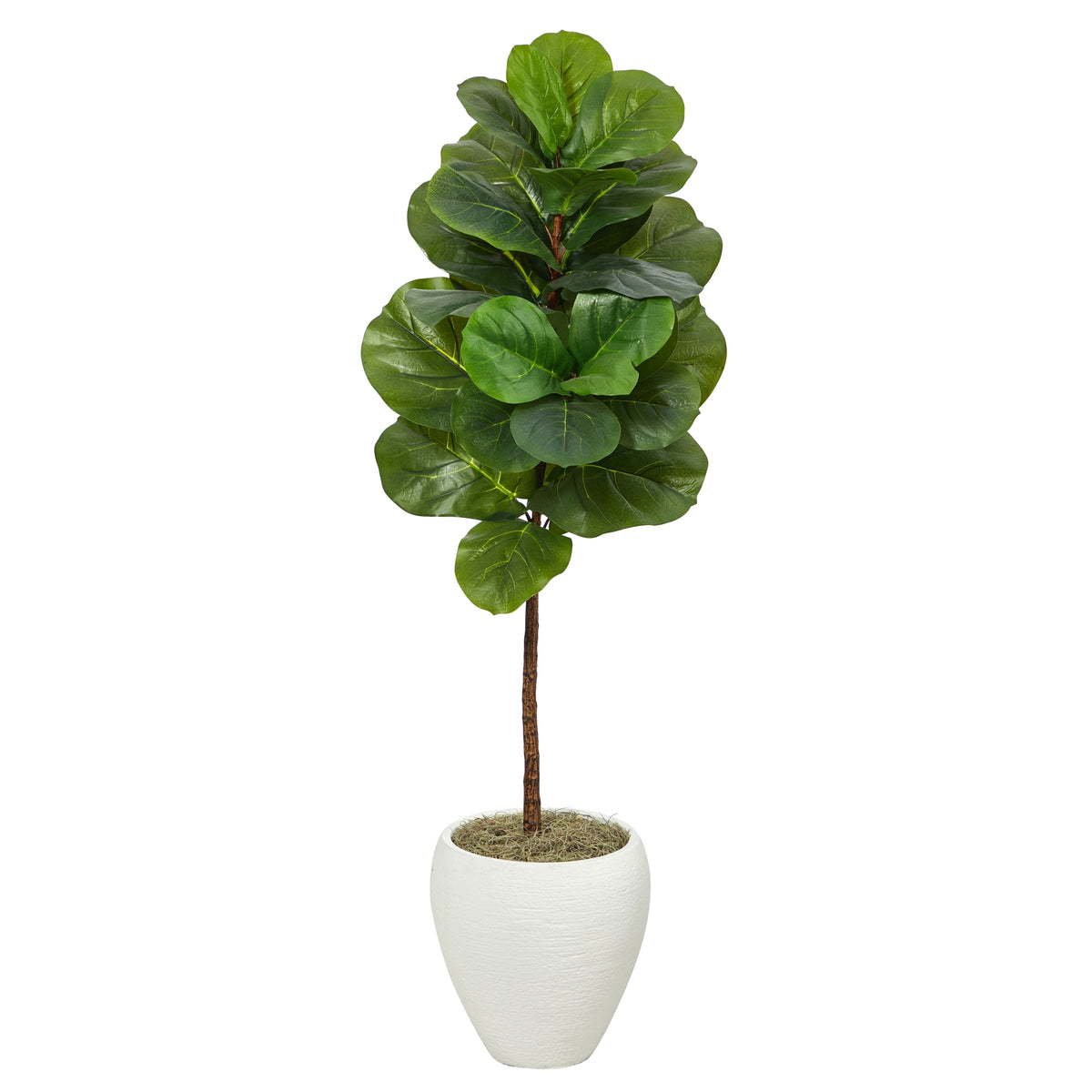 52" Fiddle Leaf Artificial Tree in White Planter by Nearly Natural
