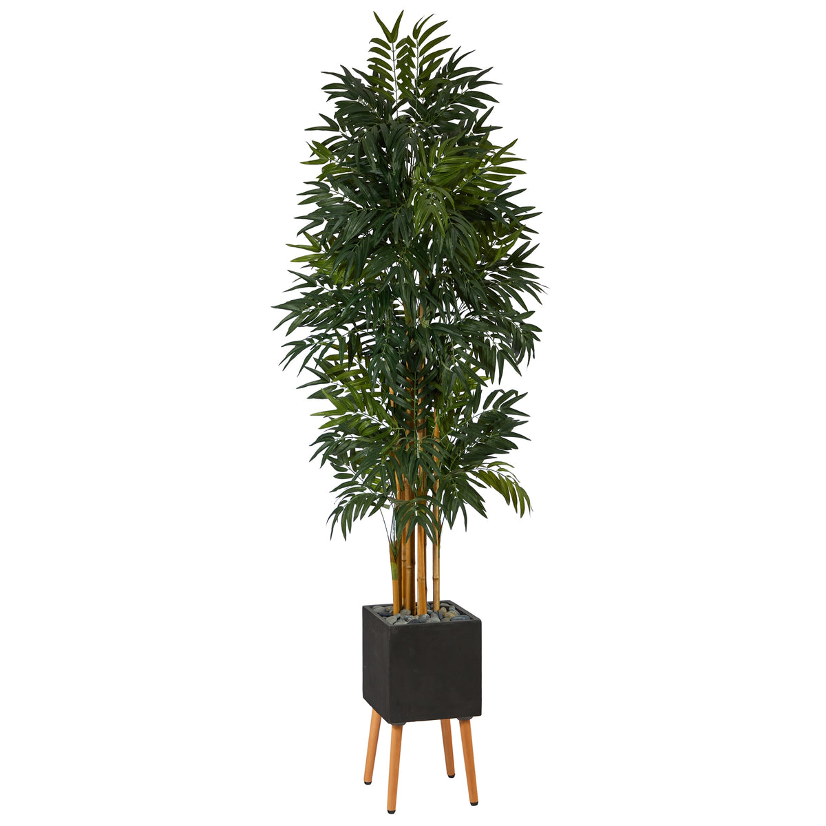 80" Phoenix Artificial Palm tree in Black Planter with Stand by Nearly Natural