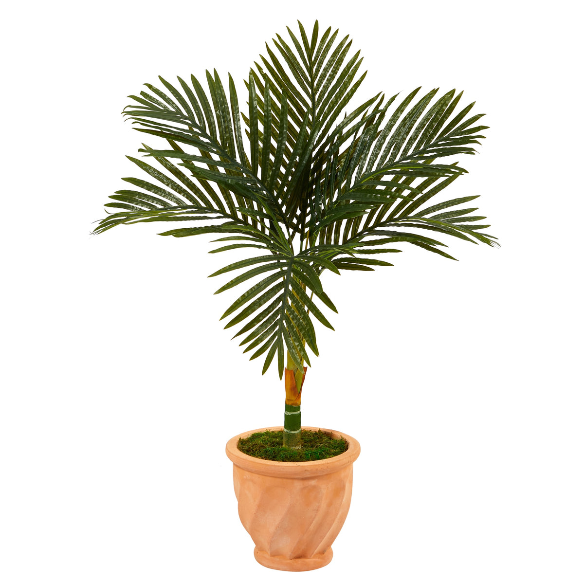 3.5' Golden Cane Artificial Palm Tree in Terra-Cotta Planter by Nearly Natural