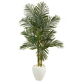5.5' Golden Cane Artificial Palm Tree in White Planter by Nearly Natural