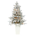 44" Flkd Manchester Spruce Xmas Tree w/50 Lights in Planter by Nearly Natural