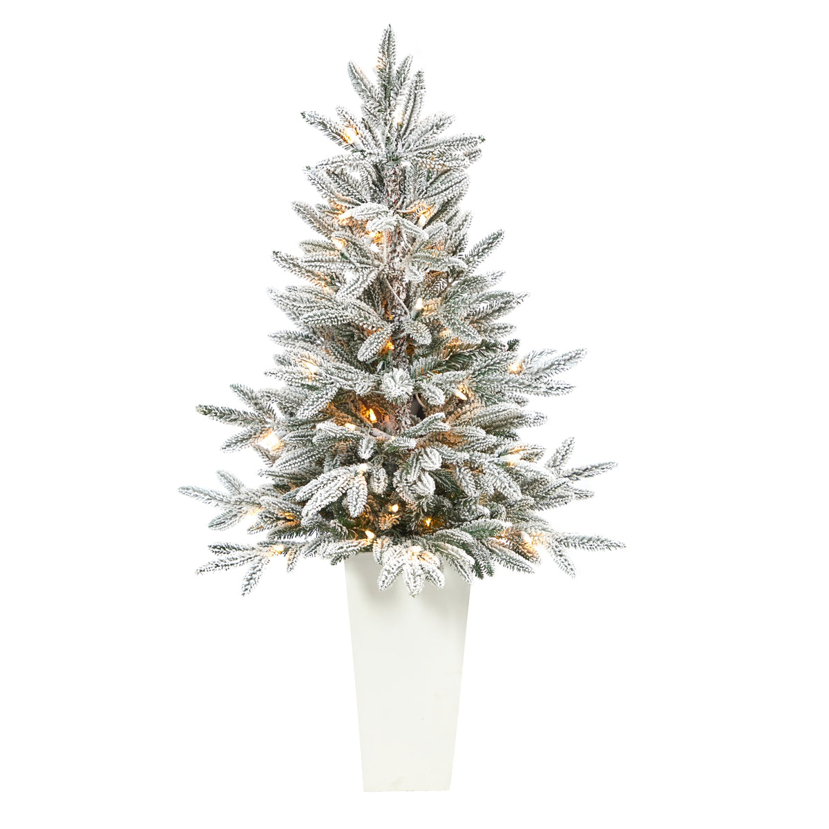 44" Flkd Manchester Spruce Xmas Tree w/50 Lights in Planter by Nearly Natural