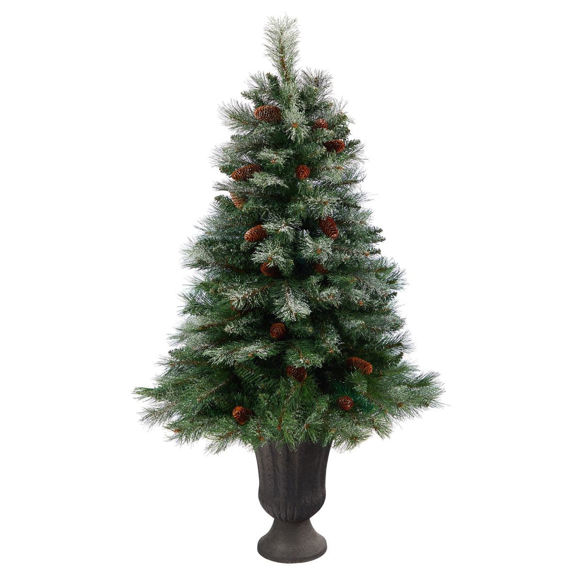50" Snowed French Pine Xmas Tree w/237 Tips in Planter by Nearly Natural