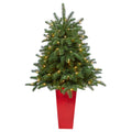 3.5' South Carolina Spruce Xmas Tree in Red Planter by Nearly Natural