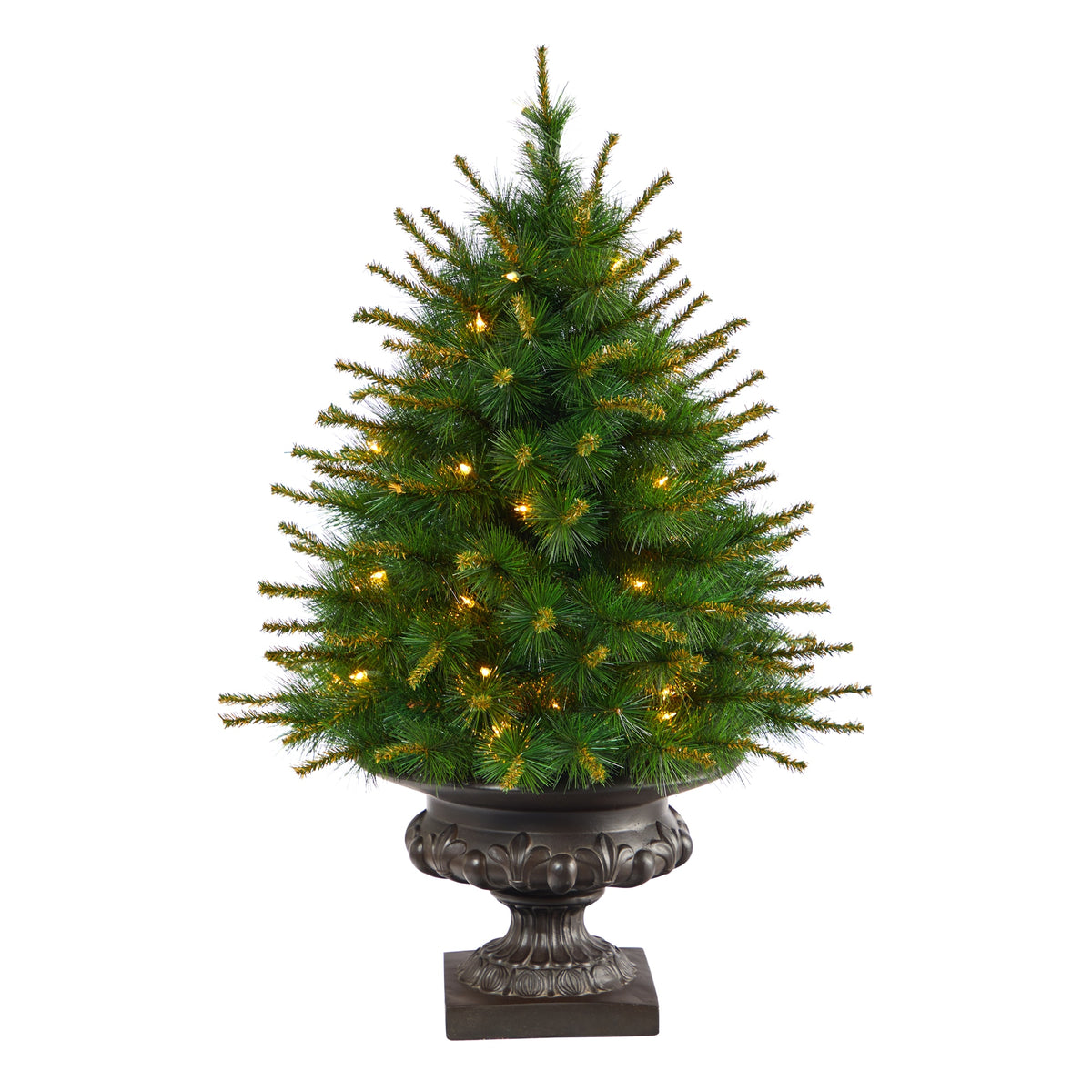 3.5' New England Pine Xmas Tree w/50 Lights and 117 Tips by Nearly Natural