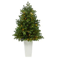 3.5' Washington Fir Christmas Tree w/50 LED in Tower Planter by Nearly Natural in White