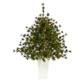 44" Colorado Mountain Xmas Tree w/50 Lights in Planter by Nearly Natural in White