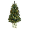 4.5' West Virginia Pine Xmas Tree w/100 in Floral Planter by Nearly Natural