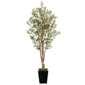 6.5' Olive Artificial Tree in Black Metal Planter by Nearly Natural