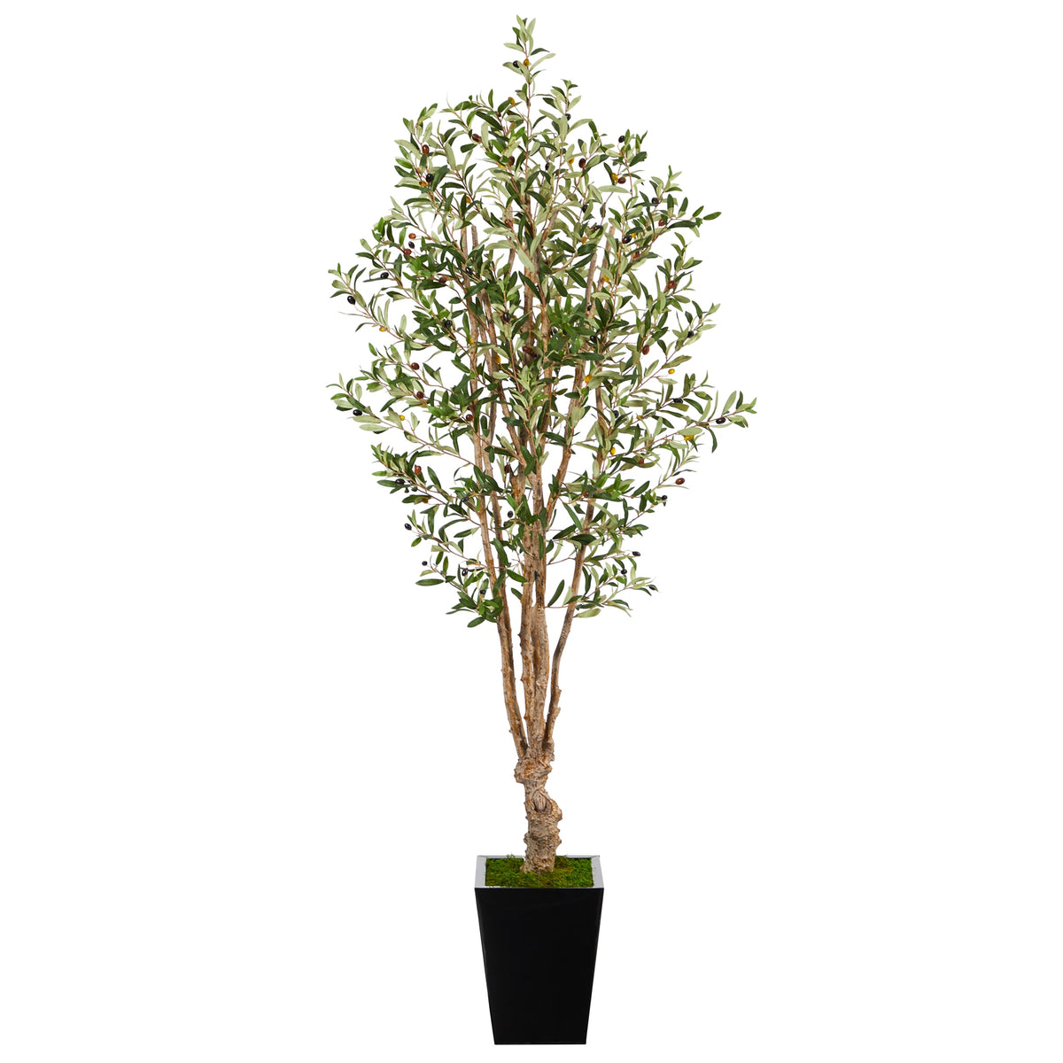 6.5' Olive Artificial Tree in Black Metal Planter by Nearly Natural