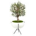 3' Olive Artificial Tree in White Planter with Metal Stand by Nearly Natural