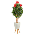 58" Hibiscus Artificial Tree in White Planter with Stand by Nearly Natural