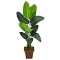 5.5' Travelers Palm Artificial Tree in Brown Planter by Nearly Natural