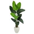 5.5' Travelers Palm Artificial tree in White Planter by Nearly Natural