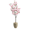 5.5' Cherry Blossom Tree in Sand Colored Planter by Nearly Natural