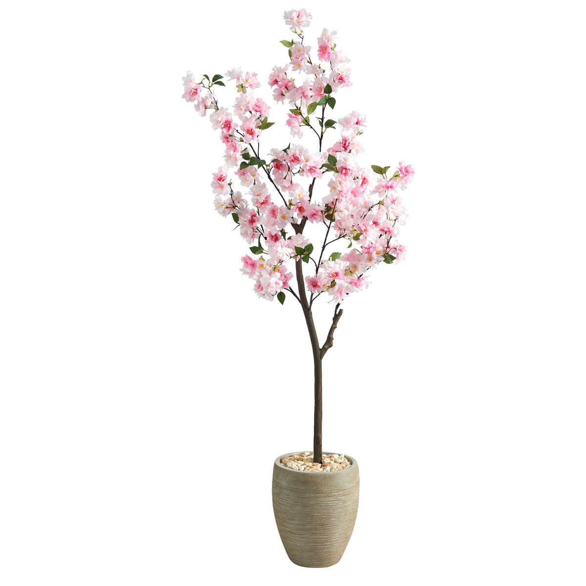 5.5' Cherry Blossom Tree in Sand Colored Planter by Nearly Natural