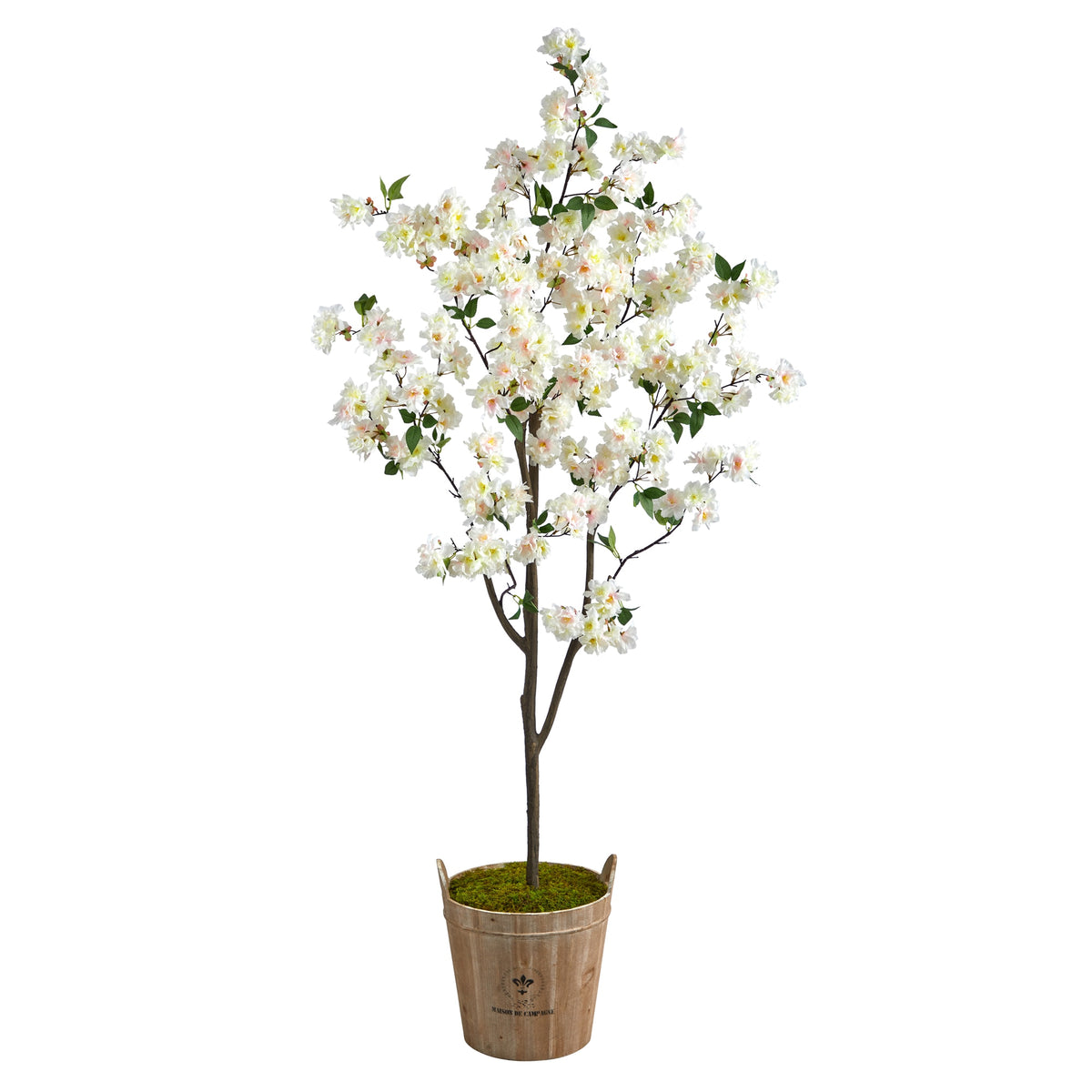 6' Cherry Blossom Tree in Farmhouse Planter by Nearly Natural