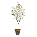 6' Cherry Blossom Tree in Decorative Metal Pail with Rope by Nearly Natural