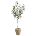 5.5' Olive Artificial Tree in Sand Colored Planter by Nearly Natural