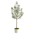 70" Olive Artificial Tree in White Tin Planter by Nearly Natural