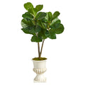 3' Fiddle Leaf Fig Artificial Tree in White Urn by Nearly Natural