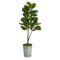 4' Fiddle Leaf Fig Artificial Tree in Metal Planter by Nearly Natural