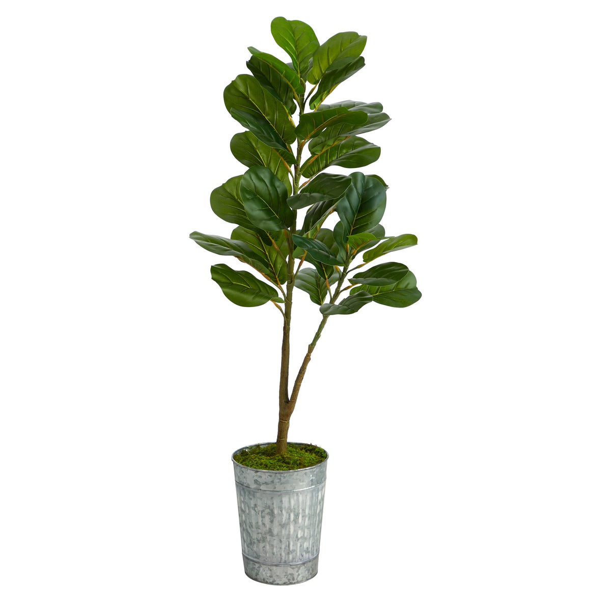 4' Fiddle Leaf Fig Artificial Tree in Metal Planter by Nearly Natural