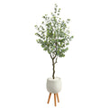 70" Eucalyptus Artificial Tree in White Planter with Stand by Nearly Natural