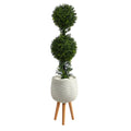 4' Boxwood Double Ball Topiary Tree in Planter with Stand by Nearly Natural