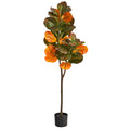 4.5' Autumn Fiddle Leaf Artificial Fall Tree by Nearly Natural