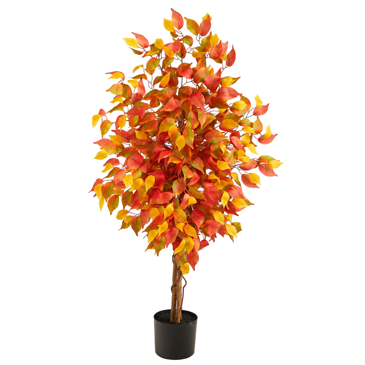 4' Autumn Ficus Artificial Fall Tree by Nearly Natural