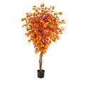 5' Autumn Ficus Artificial Fall Tree by Nearly Natural