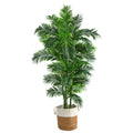 6' Curvy Parlor Palm Tree in Handmade Natural Jute Planter by Nearly Natural