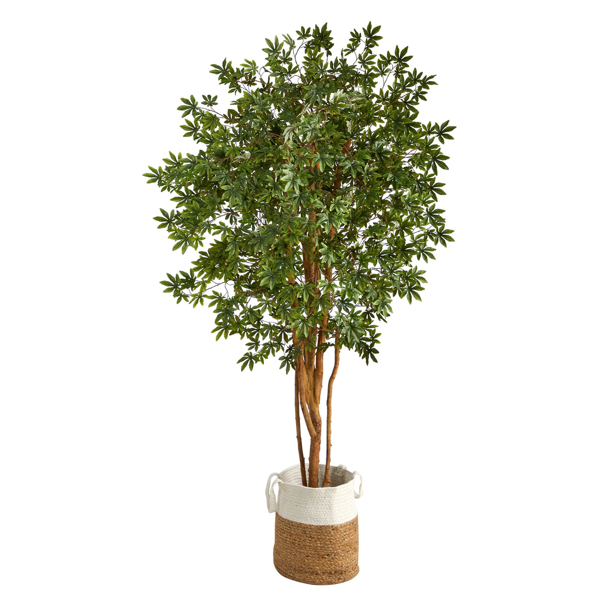 6' Japanese Maple Tree in Handmade Natural Jute Planter by Nearly Natural