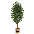 8' Ficus Artificial Tree in Handmade Natural Cotton Planter by Nearly Natural