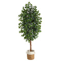 8' Ficus Tree with Handmade Natural Jute and Cotton Planter by Nearly Natural