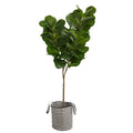 6' Fiddle Leaf Fig Artificial Tree in Natural Jute Planter by Nearly Natural