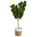 6' Fiddle Leaf Fig Tree in Handmade Jute and Cotton Planter by Nearly Natural