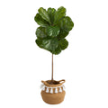 4' Fiddle Leaf Tree in Planter w/Tassel UV (Indoor/Outdoor) by Nearly Natural