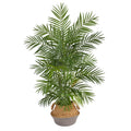 4' Areca Palm in Handmade Jute Gray Woven Planter by Nearly Natural