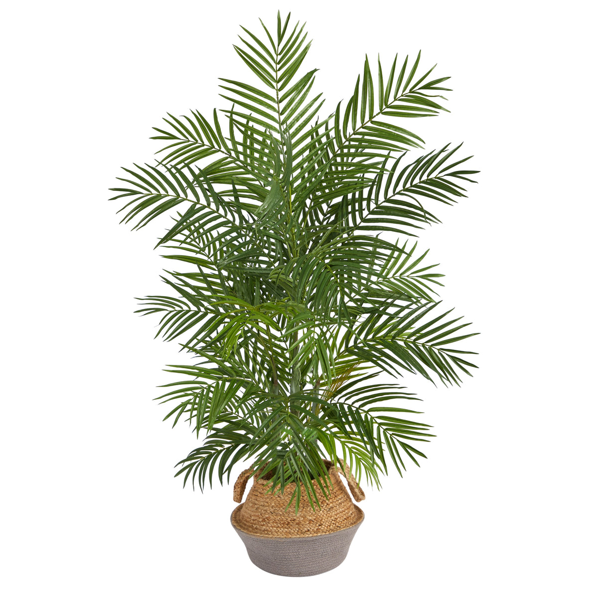 4' Areca Palm in Handmade Jute Gray Woven Planter by Nearly Natural