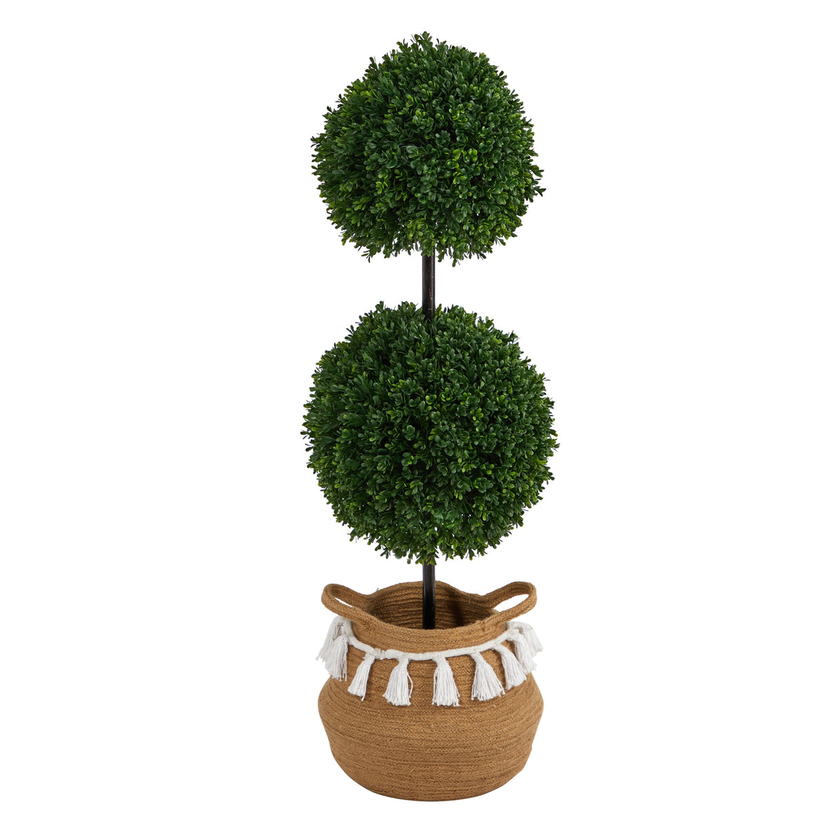 3.5' Boxwood Tree in Cotton Planter UV (Indoor/Outdoor) by Nearly Natural