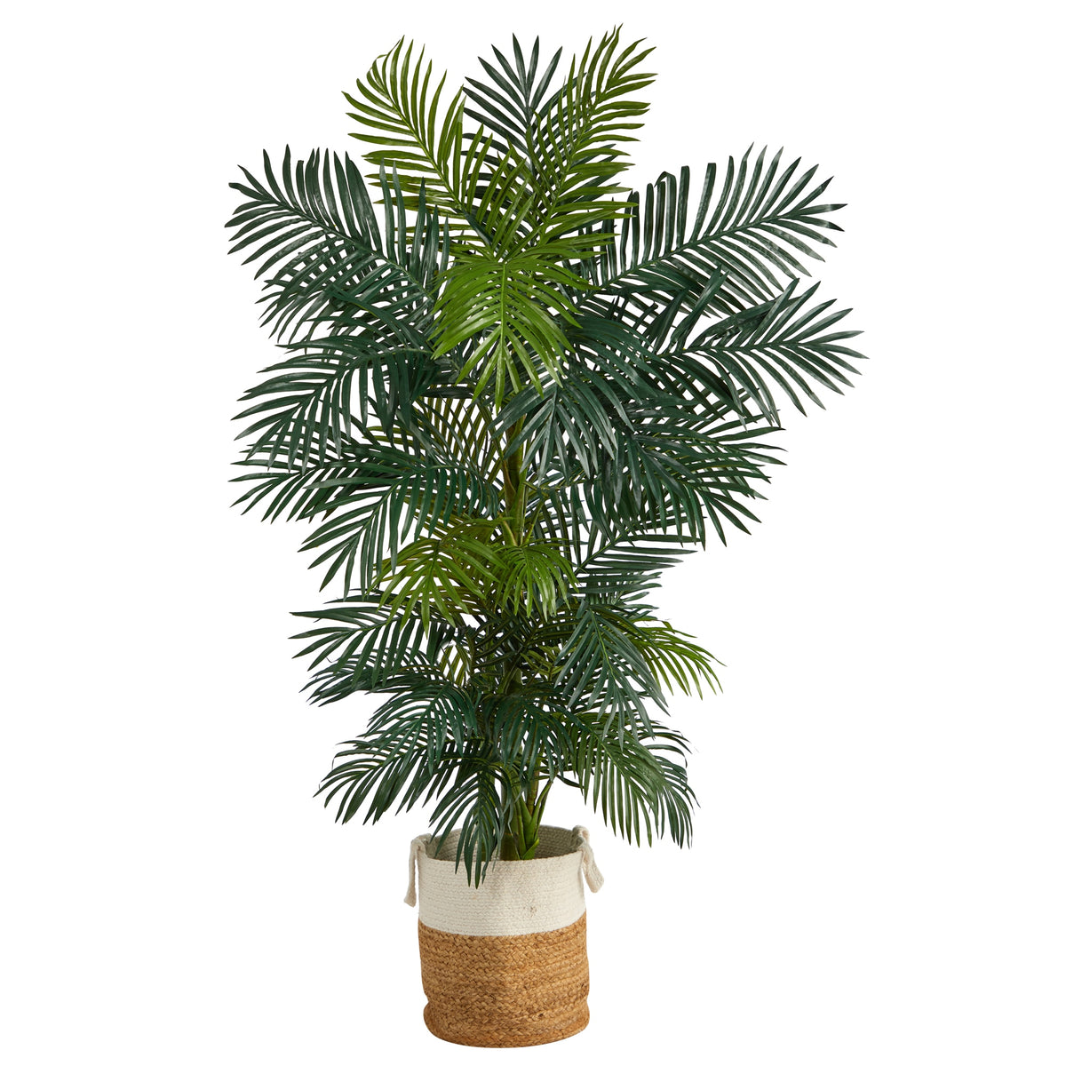 6.5' Golden Cane Palm Tree in Jute and Cotton Planter by Nearly Natural