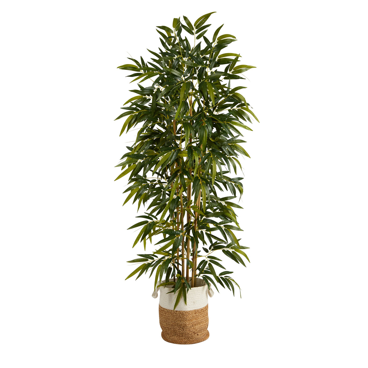 75" Bamboo Tree w/1440 Branches in Jute and Cotton Planter by Nearly Natural